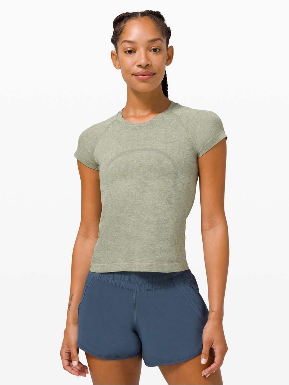 Lululemon Swiftly Tech Short Sleeve 2.0 Race Length - Asphalt Grey / Lemon Vibe